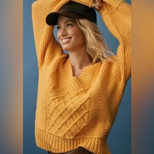 Maeve Mustard V-Neck Sweater